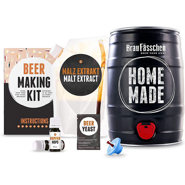 Kit para elaborar Cerveza Artesanal BrewBarrel como regalo para padres