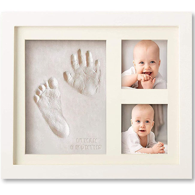 Set de marco de fotos y huellas como regalo para bebes