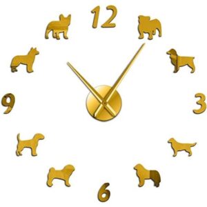 Reloj de pared grande diseño oro Yuandd como regalos para perros