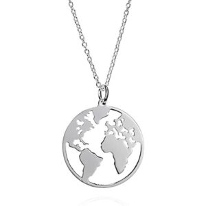 Collar mundo de plata de ley Empathy como regalo para viajeros