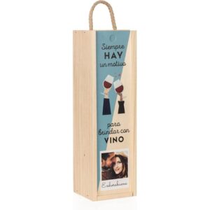 Caja personalizada para botella de vino como regalo con fotos