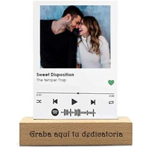 Placa Spotify glass metacrilato o madera como regalo de aniversario