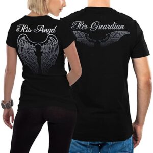 Camisetas para parejas Angel and Guardian como regalo de aniversario