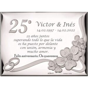 Placa 25 aniversario personalizada 13x18 como regalo de bodas de plata