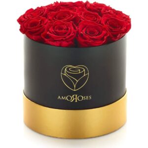 12 rosas reales estabilizadas Amoroses como regalo para novia