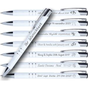 Bolígrafos de boda blancos grabados personalizados 50 uds. como regalos para invitados de boda