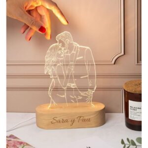 Lámpara de mesa 3D personalizada como regalo para bodas de oro
